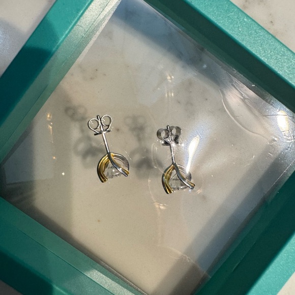 3ct Moissanite Gold and Silver Stud Earrings, item 439 - Picture 4 of 9